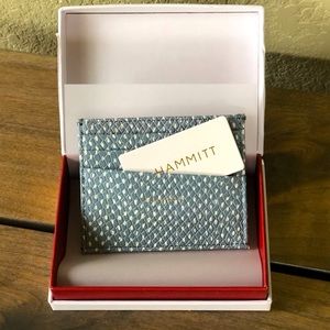 🆕✨ HAMMITT PCH Bay Blue Embossed Leather Card Case Wallet